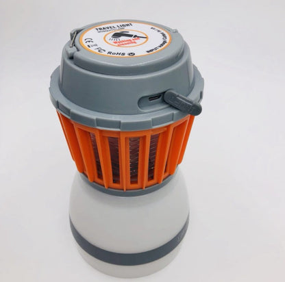 Solar mosquito lamp with black housing and insect-attracting light for outdoor pest control