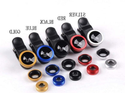 Universal Fisheye Lens 3 in 1 Mobile Phone Clip Lenses Fish