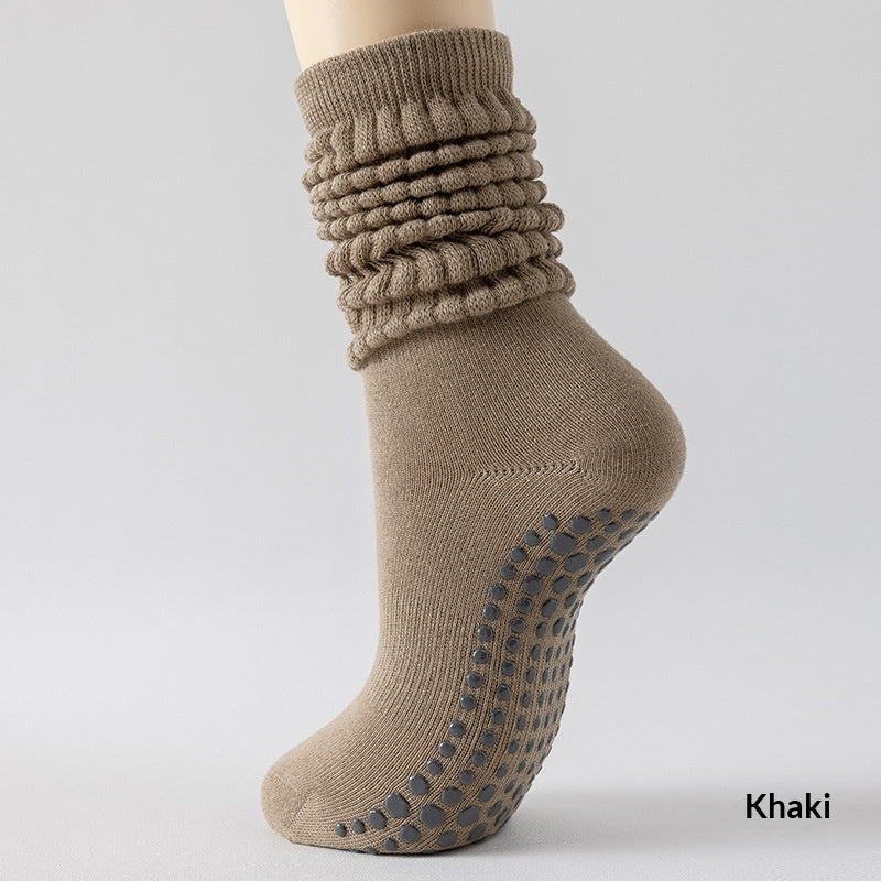 Silicone non-slip yoga socks for women with grippy soles in a low-cut design
