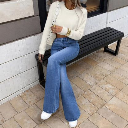 Casual high-street slim straight bootcut pants displayed in a clean product view
