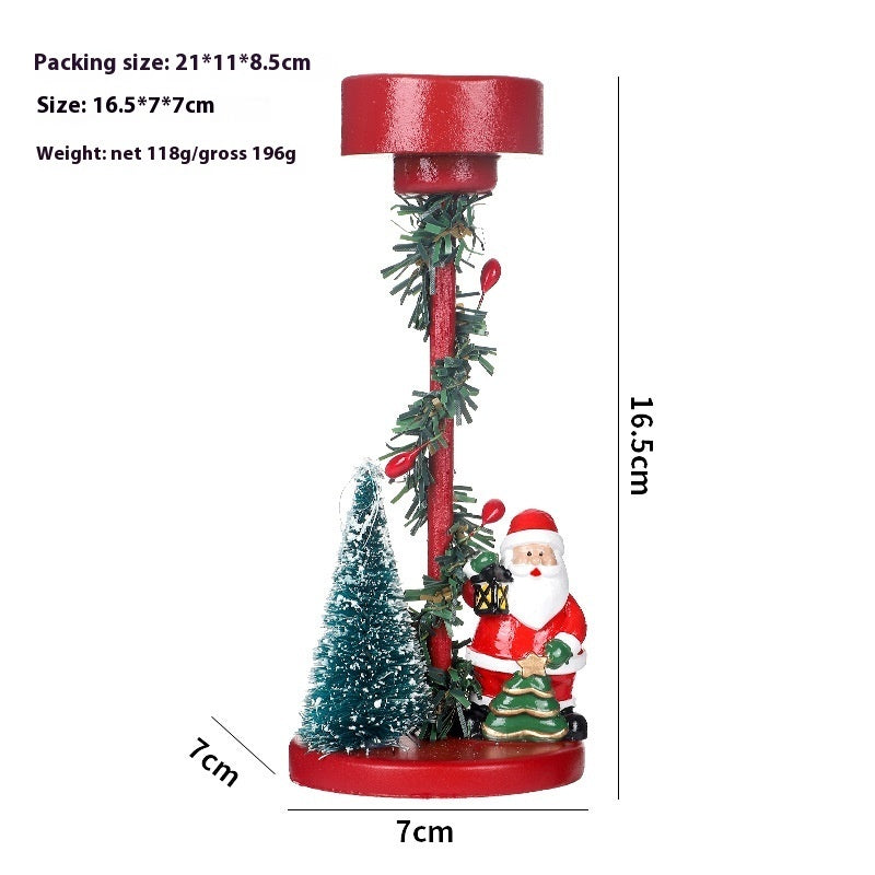 Christmas decorations desktop resin Christmas tree elderly candlestick ornament, detailed holiday tabletop design