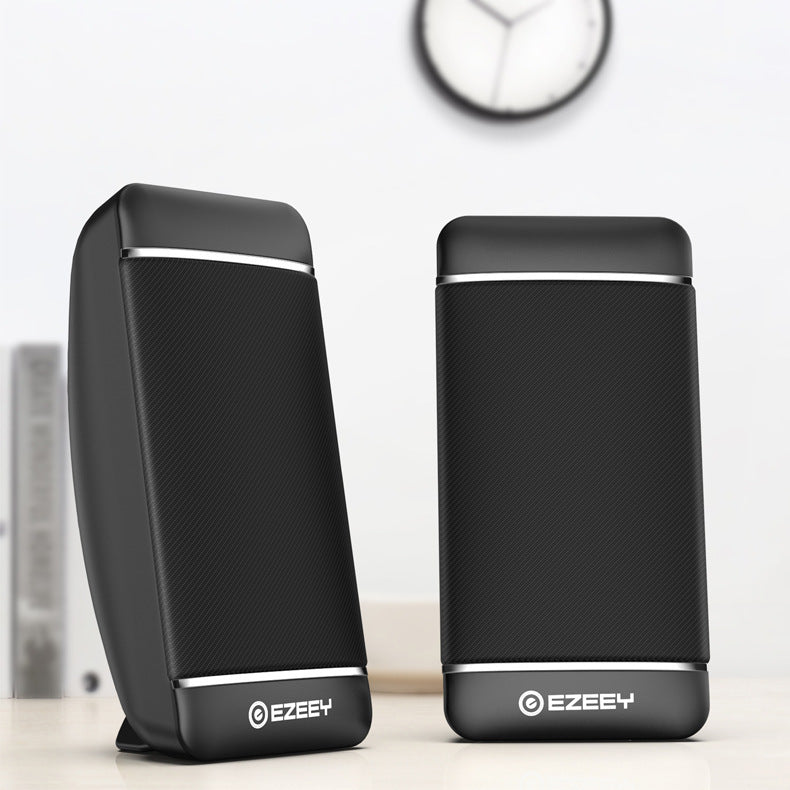 New laptop speakers by My Store, compact black speakers shown side by side