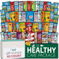 Nut Cravings healthy snack box variety pack with assorted snacks and a 60-count greeting card for gift-giving.