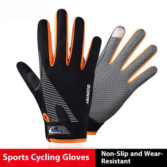 Outdoor cycling gloves with sun protection, wear-resistant fabric, and shock-absorbing padding