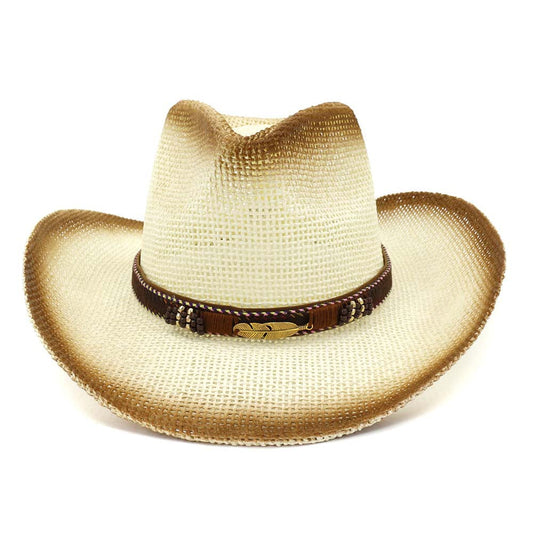 Western Spray Paint Straw Cowboy Hat Beach Hat