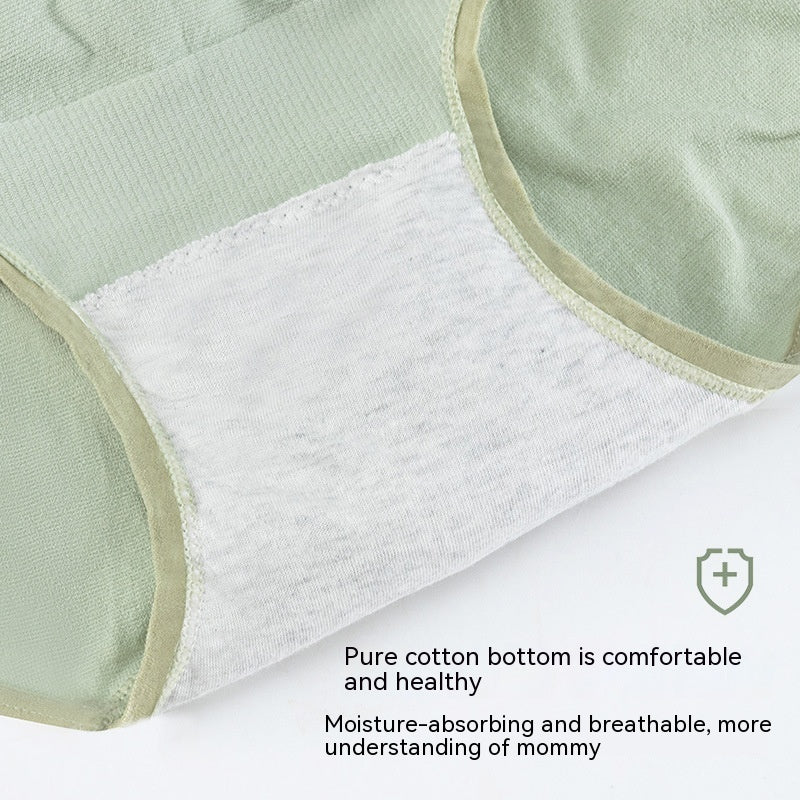 Thin breathable cotton crotch belly support seamless postpartum maternity underwear, front view