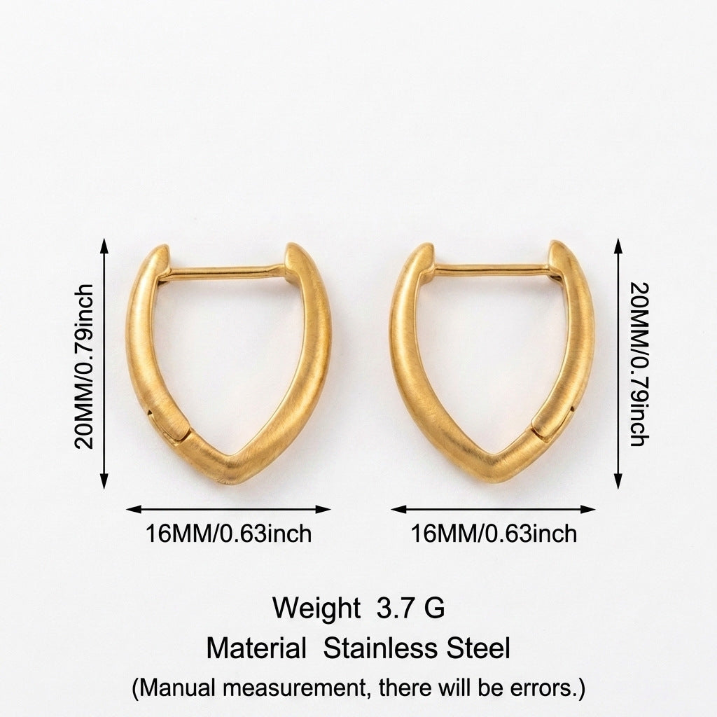 Gold-plated V-shaped earrings displayed against a plain background
