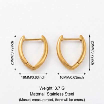 Gold-plated V-shaped earrings displayed against a plain background