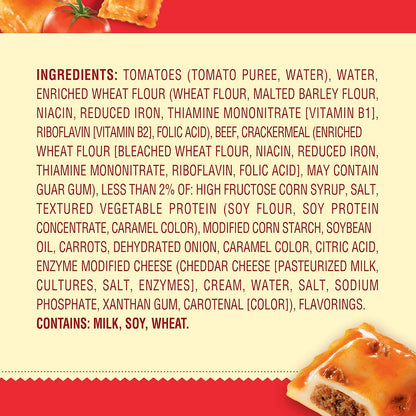 Four 15 oz cans of Chef Boyardee beef ravioli in a packaged ravioli set.