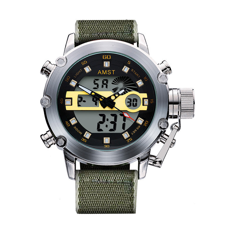 Men's multi-functional casual sports waterproof electronic watch in black with digital display