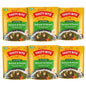Microwaveable BACKUPMYFILESNOW® Indian Bombay Potatoes ready-to-eat entree in 10 oz pack, packaged in a six-pack.