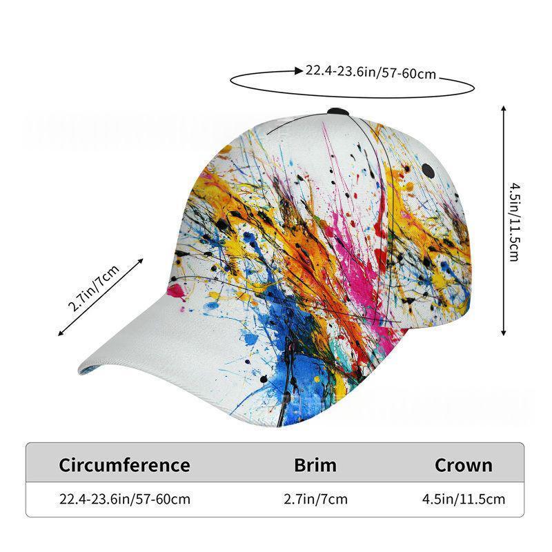 Creative 3D digital-print baseball cap with dimensional graphic design and curved brim