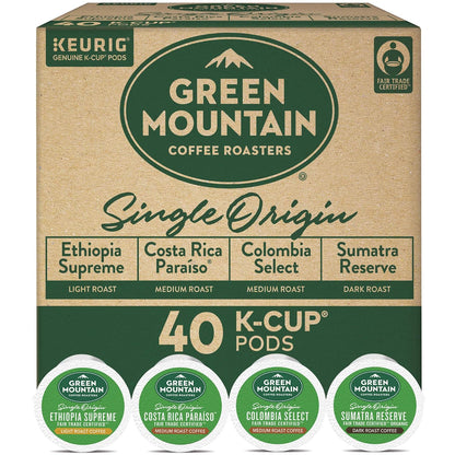 Green Mountain Coffee Roasters Favorites Collection K-Cup coffee pods for Keurig brewers, featuring a variety of premium coffee flavors.