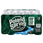 Poland Spring half pint natural spring water bottles in a 12-pack, showing clear bottles filled with pure spring water.