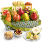 A Gift Inside classic fresh fruit basket with crackers, cheese, and nuts, perfect for holidays, birthdays, or thank you gifts.