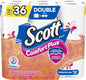 Scott ComfortPlus toilet paper, 12 triple rolls with 231 sheets per roll, septic-safe, 1-ply tissue in a soft, absorbent design.