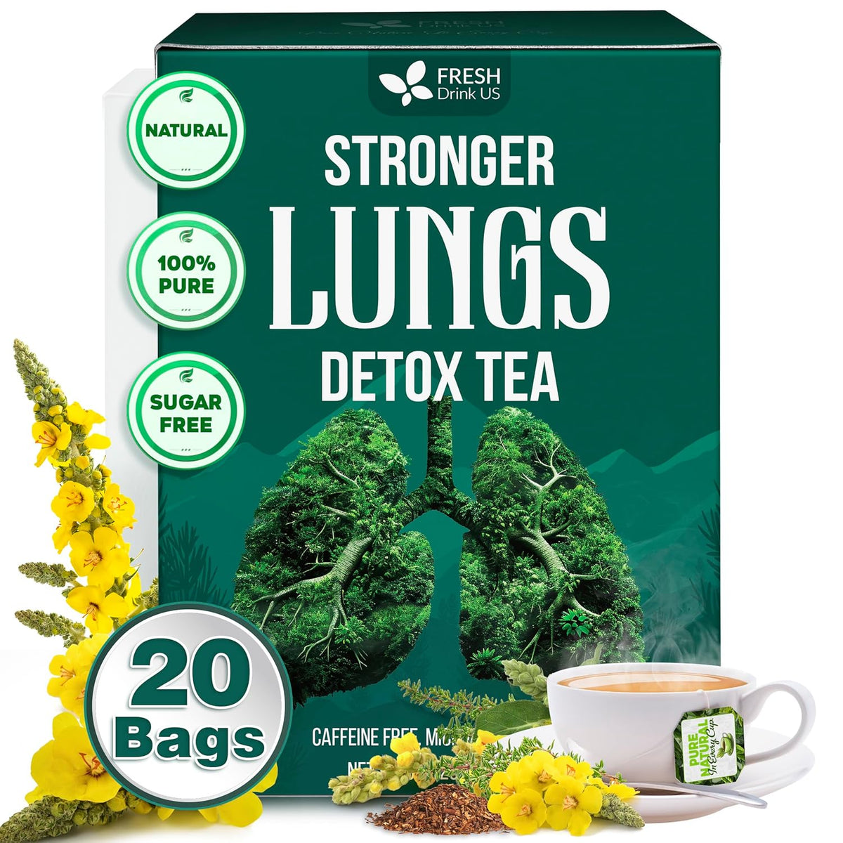 StrongerLungs Tea Bags - Supports Lung Cleanse, Congestion Relief & Mucus Detox