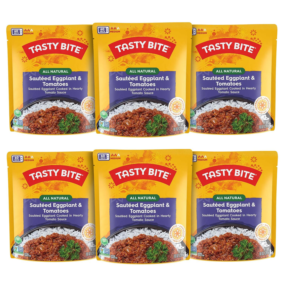 Microwaveable Tasty Bite Indian Bombay Potatoes entree by BACKUPMYFILESNOW®, ready to eat, 10-ounce pack of six.