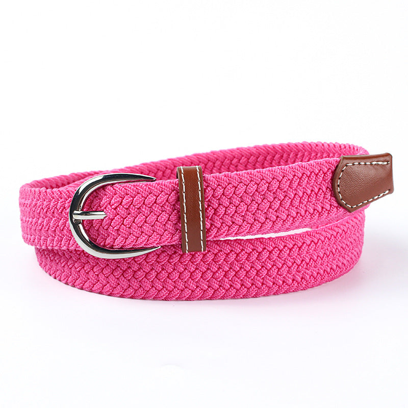 Youth student canvas elastic braided belt in a woven design
