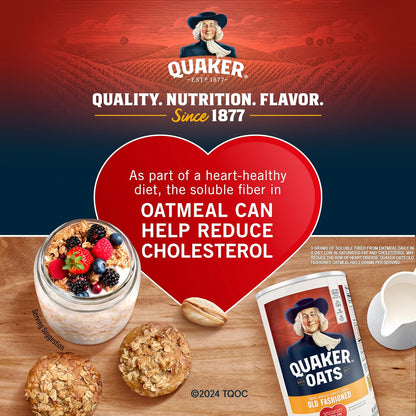 Quaker Old Fashioned Rolled Oats in two 64oz bags, non-GMO, versatile breakfast oats, 4-pound pack with 90 servings