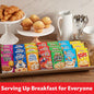 Assorted Kellogg's cold breakfast cereals in 48-box variety pack, featuring colorful cereal boxes for kid snacks and pantry staples.
