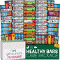 Nut Cravings healthy snack box variety pack with assorted snacks and a 60-count greeting card for gift-giving.