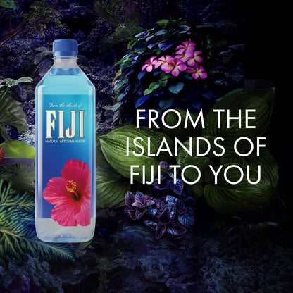 BackupMyFilesNow FIJI natural artesian bottled water 700mL with electrolytes, shown in a pack of 12 bottles, transparent label visible.