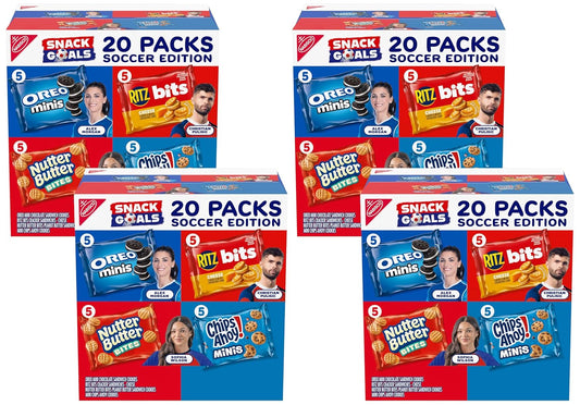 NABISCO Cookie and cracker variety pack with 20 snack packs, including four different flavors of cookies and crackers.