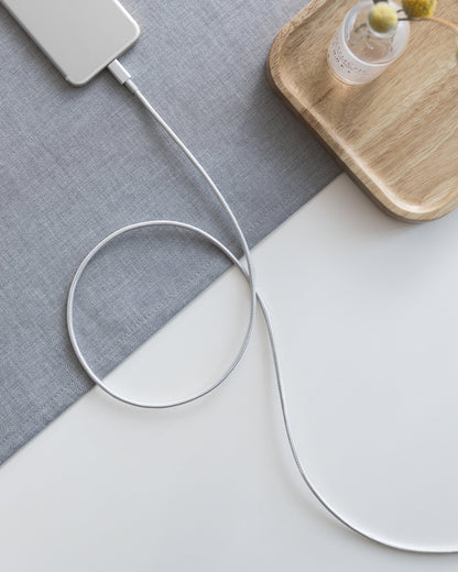 Anker 331 USB-C to Lightning charging cable showing the white cable with USB-C and Lightning connectors for Apple devices