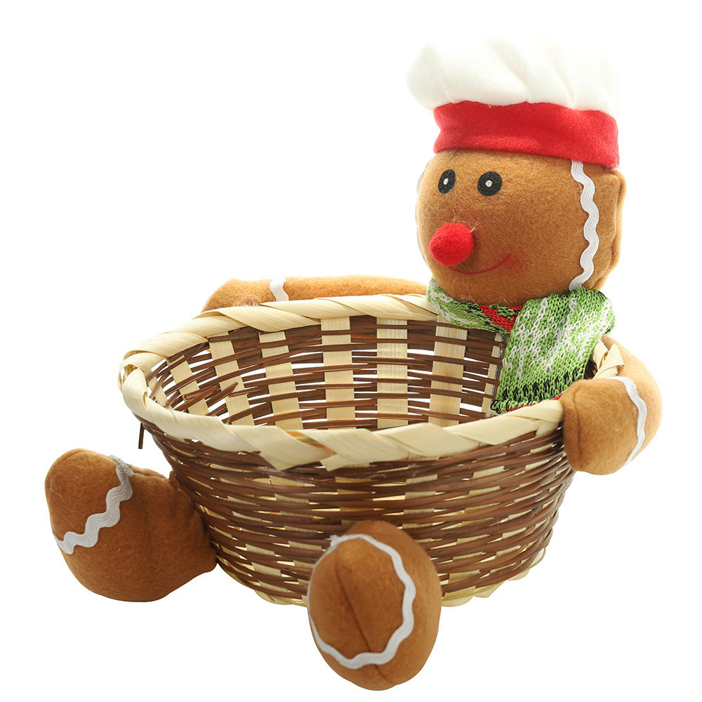 Christmas decorations fruit basket with festive seasonal ornaments for holiday display