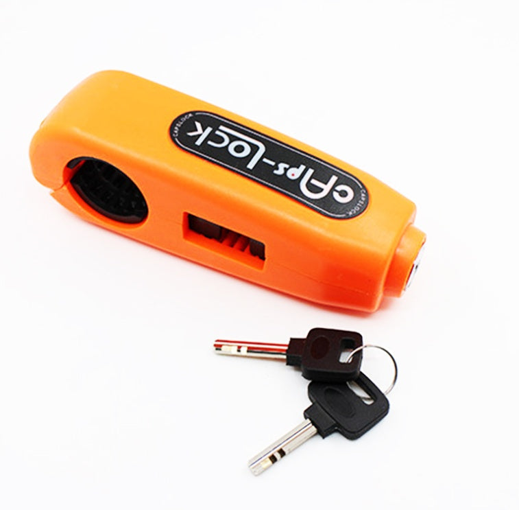 Motorcycle and scooter security lock by Caps, compact black anti-theft lock design