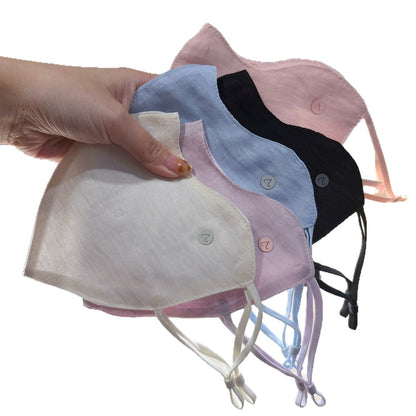 Lightweight linen Tencel breathable sun-protective mask in a simple fabric design