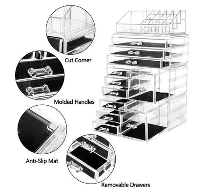 Household fashion cosmetics storage box with compartments for organizing makeup and beauty accessories