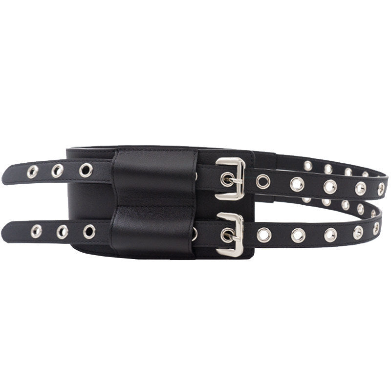 Women's leather wide belt-decorated dress by My Store in a stylish silhouette