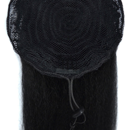 Corn hot stretch net fiber ponytail extension in dark textured style