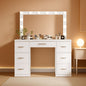 White Vanity Desk With Adjustable Illuminated Mirror