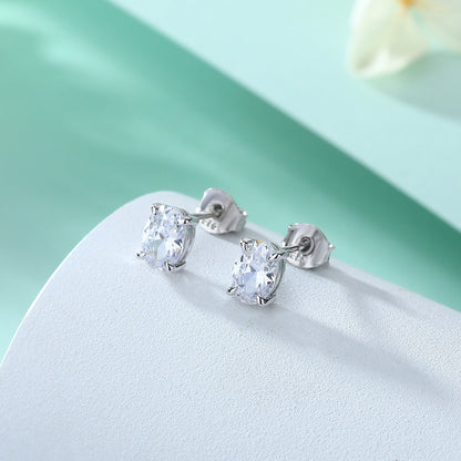 Oval gem pendant necklace and women's stud earrings jewelry set by My Store