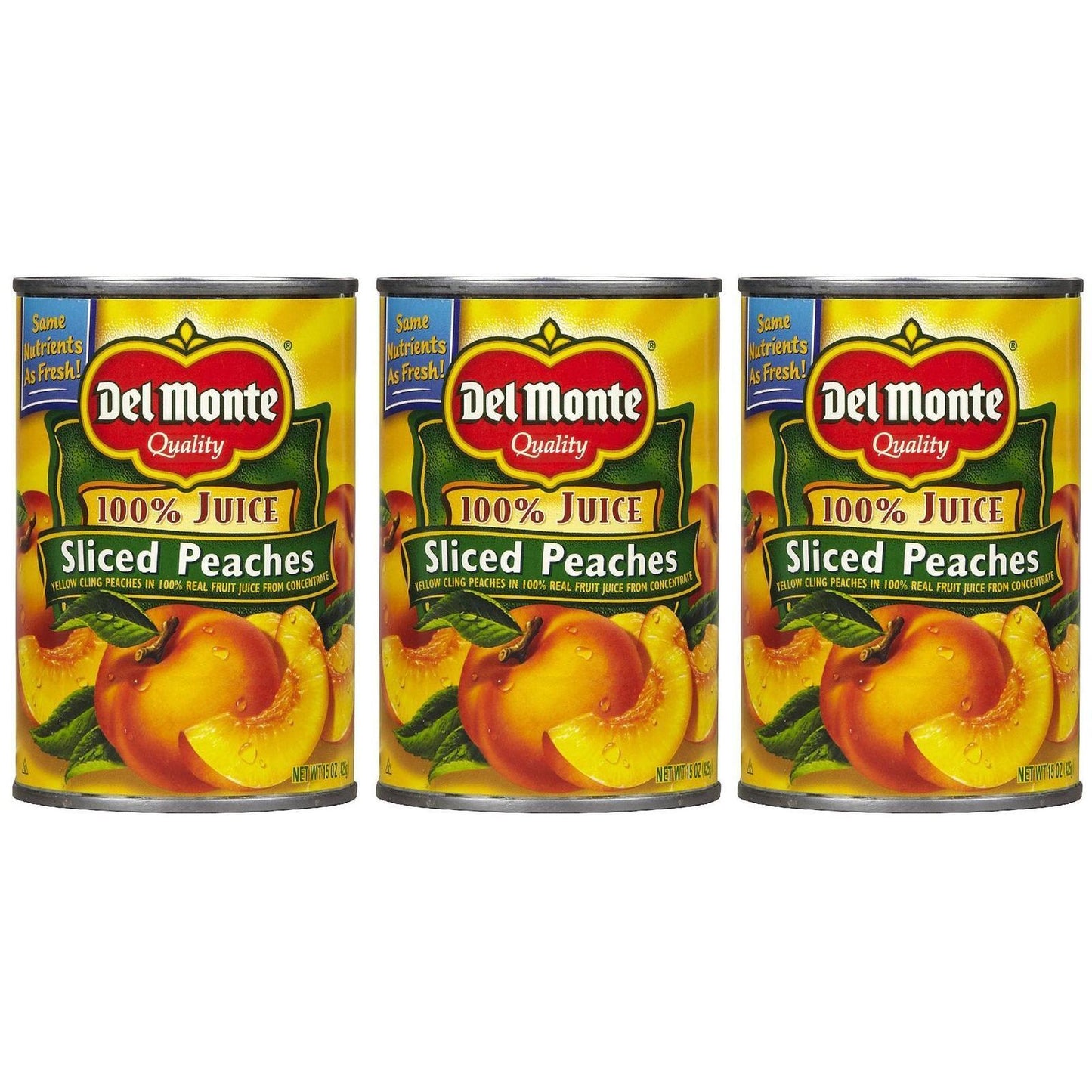 Del Monte Yellow Cling Sliced Peaches In 100% Juice Canned Fruit
