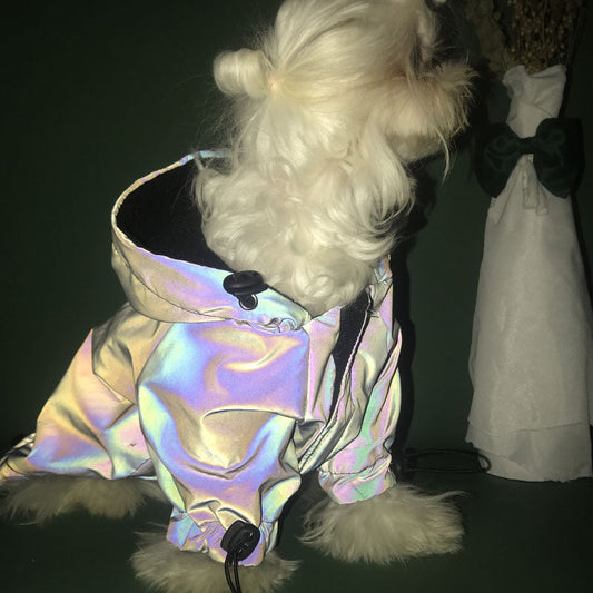 Fashion dog clothes hoodie coat windbreaker with reflective detailing for pets