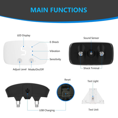 Touch Bark Stop Dog Trainer device with buttons and indicator lights for dog bark control