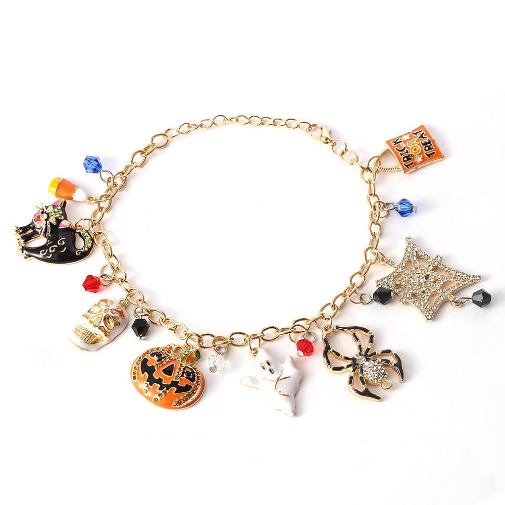 Halloween bracelet with festive seasonal design in black and orange tones