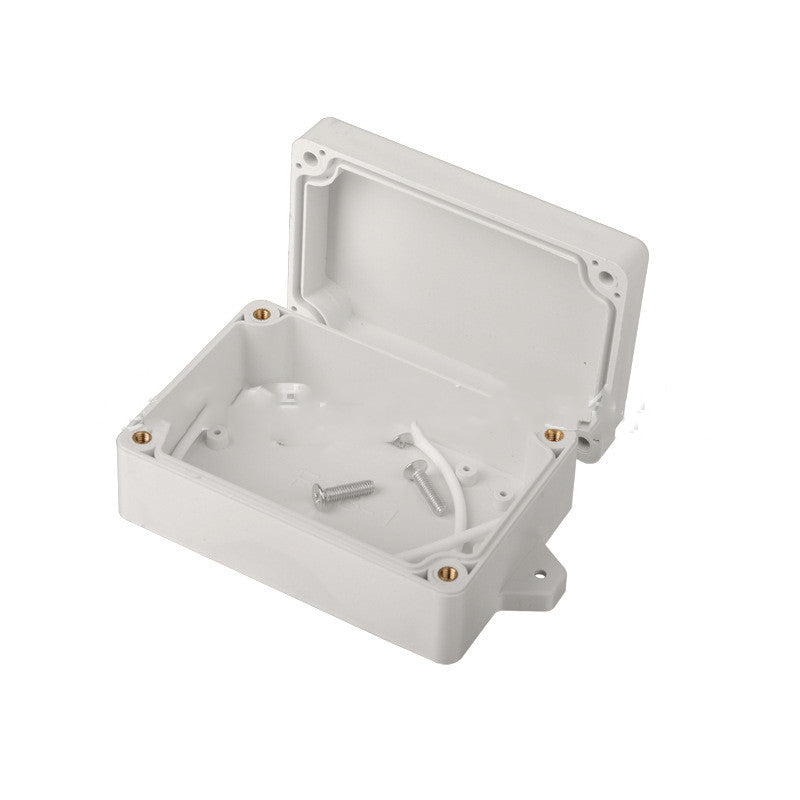 Plastic waterproof power supply security monitoring box, white enclosure with cable entry ports