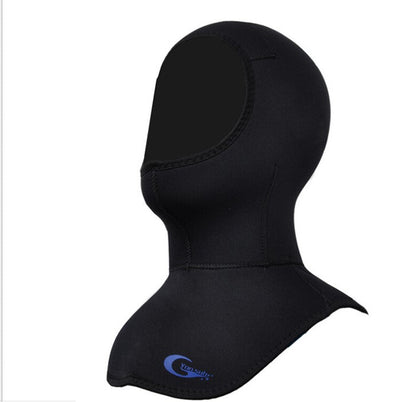 Black winter swimming and diving hood for warm cold-water snorkeling