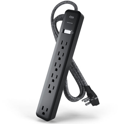 KMC 6-Outlet Braided 6-ft Surge Protector Power Strip