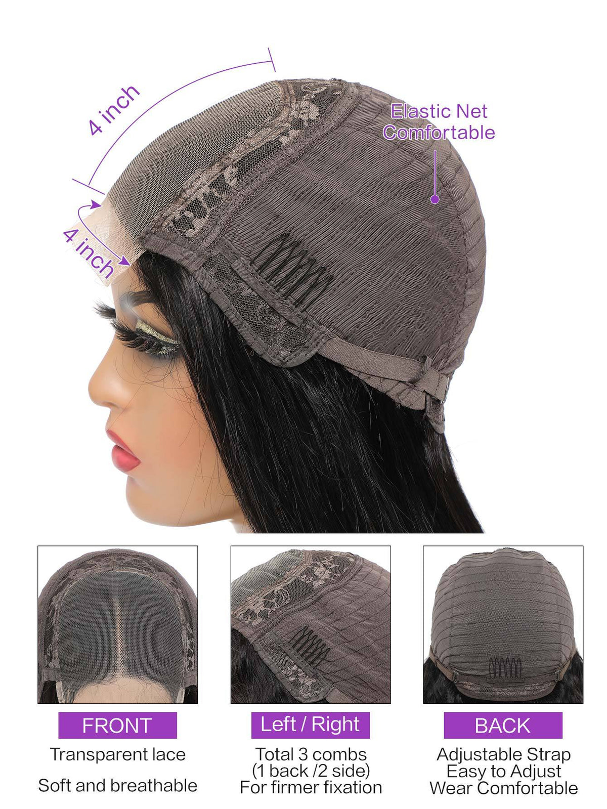 Front lace human hair wig by My Store with natural-looking hairline and lace front cap