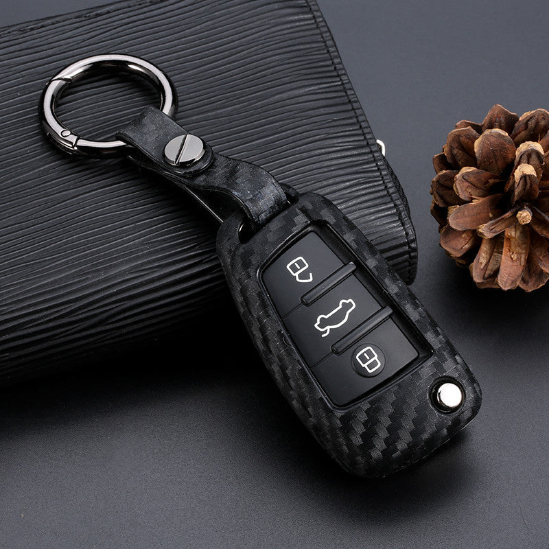 Silicone car key case shown from the front, protective key cover in a sleek, compact design