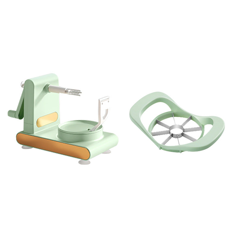 Hand-cranked multifunctional peeler and cutter machine with fruit corer for kitchen use