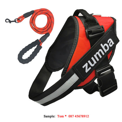 Personalized reflective breathable adjustable dog harness and leash set in Type 7 design