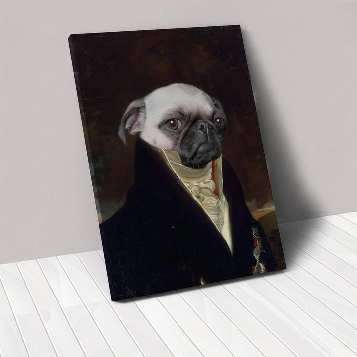 Personalized pet canvas portrait image featuring a custom pet illustration in vibrant detail