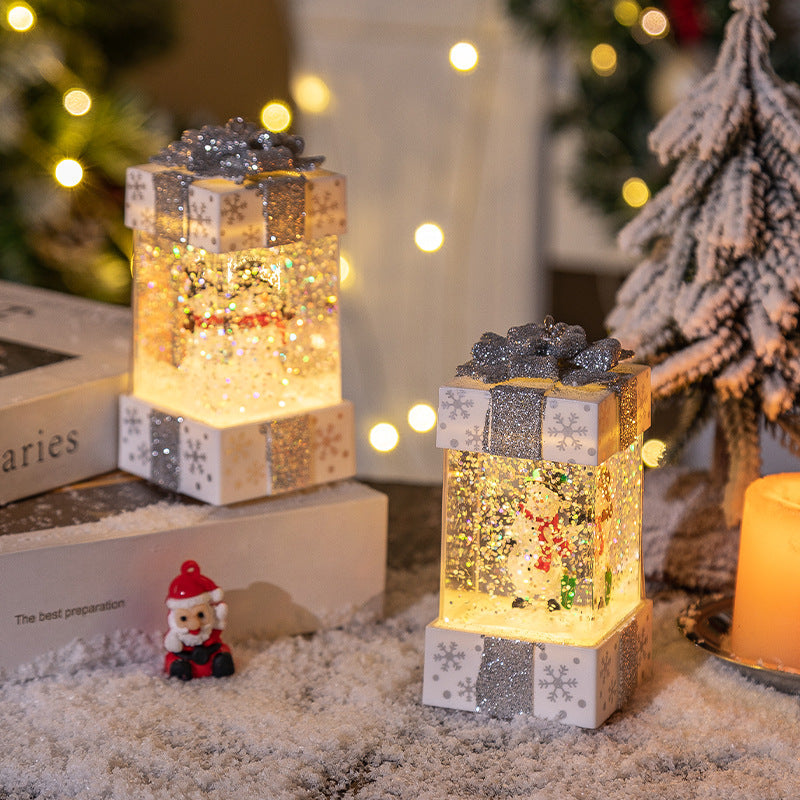 Christmas decorations crystal ball gift box lights with glowing holiday display